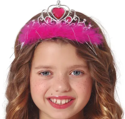 Produktbild von Prinzessin Krone Herz Tiara Glitzernd Karneval Rosa Märchen Accessoire Kinder, Farbe: Silber