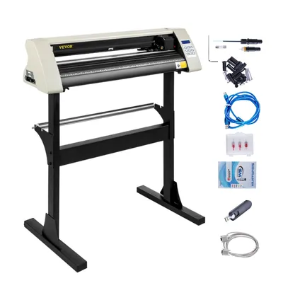 Produktbild von VEVOR Vinylschneider, 28 Zoll Vinyl-Schneidemaschine, 720 mm Papierzufuhr, Vinyl-Plotter-Schneidemaschine mit stabilem Bodenständer zum Schneiden von Papier, Weiß