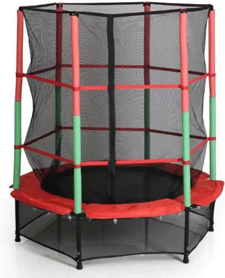 Image de WYCTIN Trampoline pour enfants Indoor Outdoor Garten 140cm avec filet de sécurité en rouge