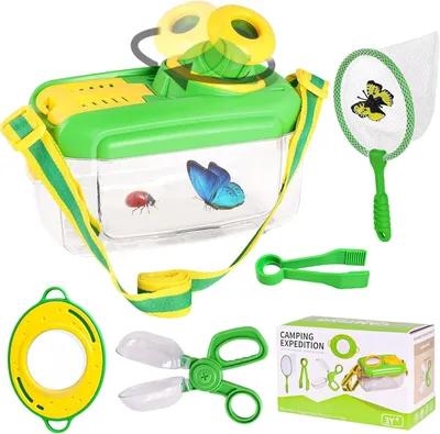 Produktbild von Insekten Beobachtungsbox, mit Kunststoffpinzette, Lupe und Insektenfänger, für Abenteuer im Freien