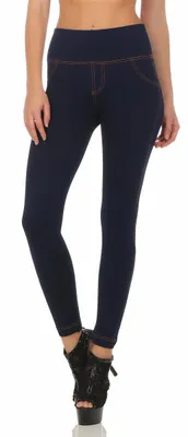 Produktbild von Damen Leggings Denim-Look Hohe Taille Jeans Skinny Röhre; Blau XL/2XL