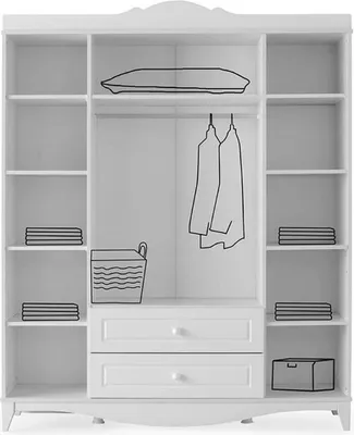 Obrázek produktu pro Šatní skříň Elegantní čtyřdveřové zásuvky Klasický design Stylový nábytek