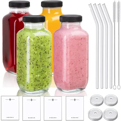 Obrázok produktu pre Omgoods – Sada 4 opakovateľne použiteľných sklenených fliaš, objem 480 ml