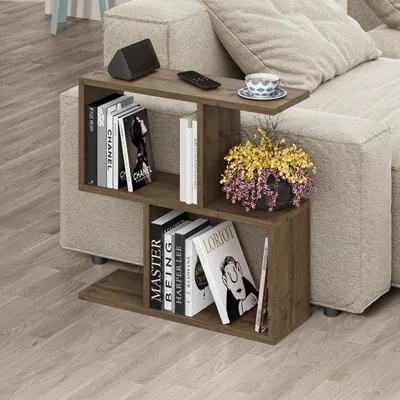 Produktbild von DECORTIE Homemania Modern Beistelltisch Dunkel Eiche Effekt Mehrzweck 60 x 19.5 x 60 cm
