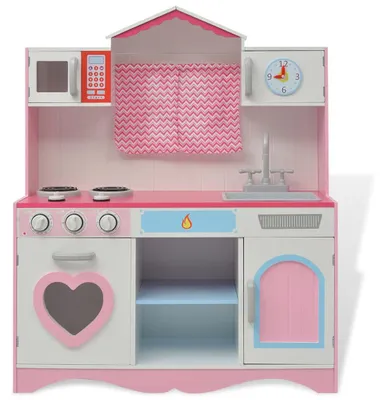 Produktbild von vidaXL Spielzeugküche Holz 82×30×100 cm Rosa und Weiß