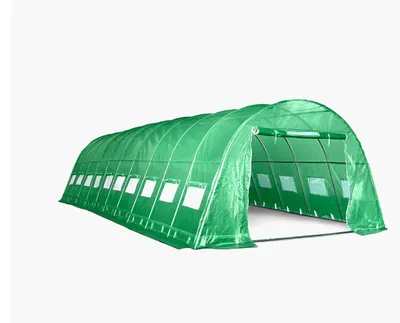 Produktbild von Garten-Folientunnel 4x10 m – PE-Gitterfolie 140 g/m² mit UV-Schutz, verzinkter Stahl Ø32 mm, Höhe 2,3 m, 2 Reißverschlusstüren