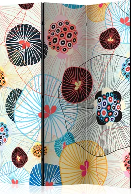 Obrázek produktu pro Oboustranný paraván Květiny 135x172 cm 3-dílný vícebarevný