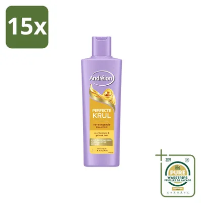 Imagen del producto de 15 champús Andrélon Perfecte Krul, 250 ml cada uno, pack de 15 unidades
