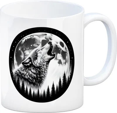 Produktbild von Heulender Wolf im Mondschein Kaffeebecher