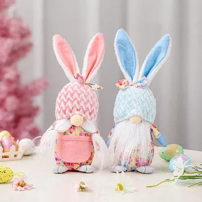 Produktbild von Plüsch Zwergpuppe 2er Set – Frühlings- Tischdeko