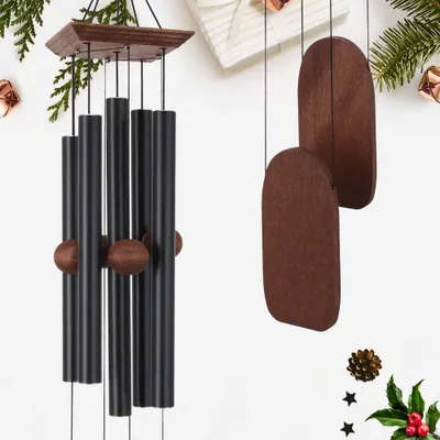 Produktbild von Tiefe Ton Windgong für draußen - Gedenkstück und Geschenk für Einweihung/ Muttertag/ Weihnachten - Außendekoration für Terrasse, Garten und Haus (36 Zoll schwarze Windgong)
