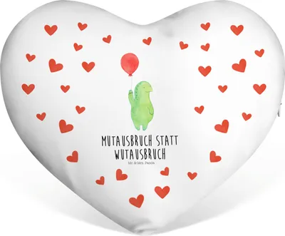 Produktbild von Mr. & Mrs. Panda Sofakissen Schildkröte Luftballon - Weiß - Geschenk, Motivationsspruch, Schmusekissen, Kuschelkissen, Schildkröten, Dekokissen, Herzkissen, dekoartikel
