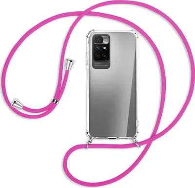 Produktbild von Handykette Backcover-Schutzhülle mit Band (Metall silberfarben) für Xiaomi Redmi 10 - hot pink