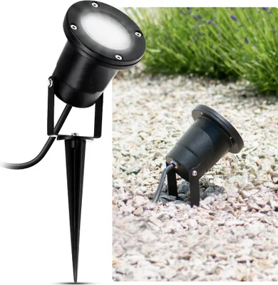 Produktbild von LED Gartenstrahler KARI Erdspieß & Kabel schwarz mit 5W neutralweiß GU10 230V IP65 / IP44, Stückzahl:1er Set