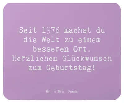 Produktbild von Mr. & Mrs. Panda Mousepad Spruch 1976 Geburtstag - Lavendeltraum - Geschenk, Geburtsjahr, Mauspad, laptop, Herzlichen Glückwunsch zum, sprüche, Geburtstagsfeier, Alter