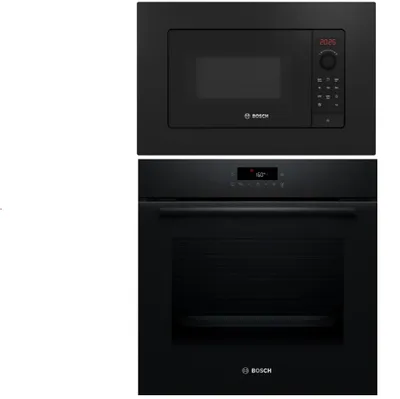 Produktbild von Bosch Backofenset Einbau-Backofen Pyrolyse schwarz + Einbau-Mikrowelle AutoPilot LED Display