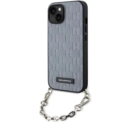 Produktbild von Karl Lagerfeld Saffiano Monogramm Kette Fall für Iphone 14 - Silber