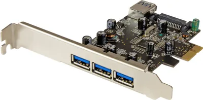 Produktbild von StarTech.com 4 Port PCI Express USB 3.0 Karte - 4-fach PCIe USB 3.0 Schnittstellenkarte - 3 Externe und 1 Interner Anschluss - USB-Adapter - PCIe 2.0 Low-Profile - USB 3.0 x 4 - für P/N: CFASTRWU3, ST1030USBM, ST43004UA, ST4300MINI, TB31PCIEX16