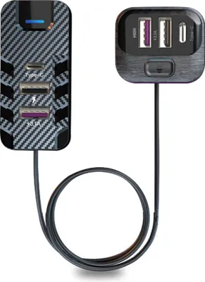 Obrázok produktu pre USB nabíjačky do auta Multifunkčné nabíjacie zariadenie pre telefóny 66 W + 15 W Rýchle nabíjanie s 6 nabíjacími portmi pre 12–24 V osobné automobily, nákladné automobily, dodávky a SUV