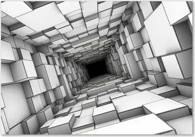 Produktbild von Tulup® Glas-Bild - 100 x 70 - Wandbild aus Glas - Wandkunst - Wandbild hinter gehärtetem Sicherheitsglas - Kunst: modern & klassisch - Würfel Tunnel - Grau