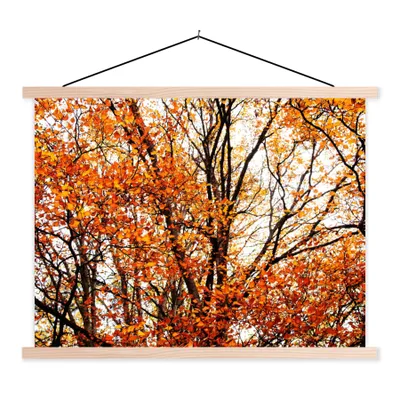 Produktbild von MuchoWow® Textilposter Wald - Herbst - Jahreszeiten 60x45 cm mit holzfarbenen Rahmen - Bild