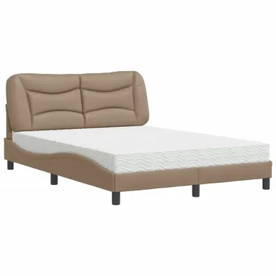 Image de vidaXL Lit avec matelas "Hvar" Cappuccino-Brun 120x200 cm Similicuir