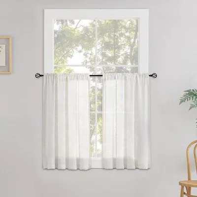 Zdjęcie produktu dla Przezroczyste zasłony lniane, zestaw 2 sztuk, 90 x 45 cm, złamana biel