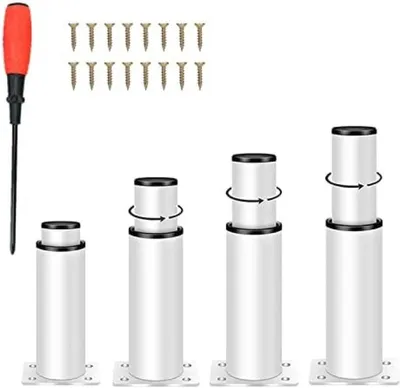Produktbild von PolkaHome® 4 Metall-Möbelfüße, höhenverstellbar 25-43 cm, weiß, belastbar bis 800 kg, für Sofa, TV-Schrank, Regal und mehr