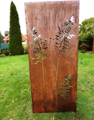 Produktbild von Sichtschutz Sichtschutzelement Stele Wand Edelrost Rost 150 x 62 cm inkl. Bodenanker Gräser