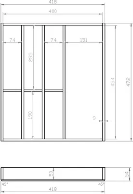 Produktbild von Besteckeinsatz BUCHE 50er Schubl. B 418 x T 472 mm passend für BLUM Legra 19 mm Schubladen