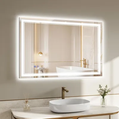 Immagine prodotto di Specchio da bagno illuminato a LED, 90x60 cm, 3 temperature di colore, dimmerabile, antiappannamento, grado di protezione IP65