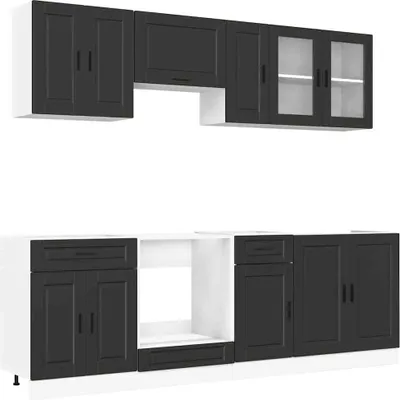 Produktbild von 8-tlg. Küchenschrank-Set Porto Schwarz Holzwerkstoff