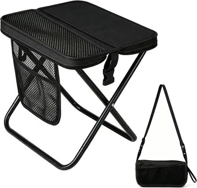 Produktbild von Tragbarer Klappstuhl, 31 cm - Faltbarer Campingstuhl mit Aufbewahrungstasche - Mini-Faltstuhl für Garten, Picknick, Wandern und Angeln - Leichter Sitzhocker