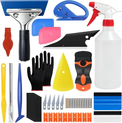 Productafbeelding van Getinte auto autoruitenfolie kit voor getinte auto raamfolie installatie - Set van 48 - Folieringsgereedschapsset - Rakelset - Autofolie