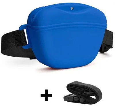 Produktbild von Silikonhundetrainingset, blauer Hundetrainingssack mit Klicker und Leine