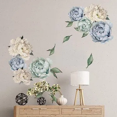 Immagine prodotto di Decorazione romantica da parete con motivo floreale a peonie, sfondo per la TV in soggiorno e in camera da letto