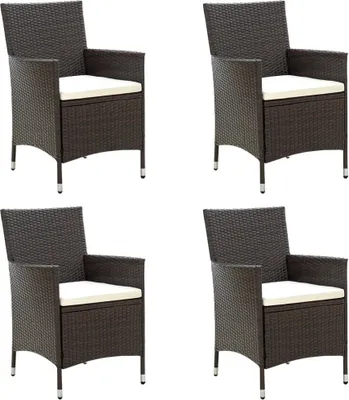Produktbild von Gartenstühle mit Sitzpolster 4 Stk. Poly Rattan Braun 316687