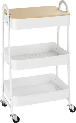 Produktbild von HOMCOM Küchenwagen Küchenregal Servierwagen Aufbewahrungswagen mit Rollen Weiß