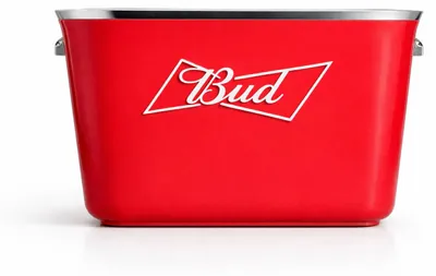 Produktbild von Bud Mini-Eiskübel / Getränkekühler - Budweiser - Rot - Kunststoff - mit 6 Flascheneinsätzen - Lieferung ohne Flaschen - ca. 15 x 30 cm