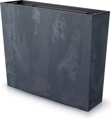 A rectangular planter box with a textured gray finish, shown from a slight angle against a white background.