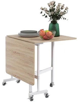 Produktbild von HOMCOM Esstisch, Küchentisch mit Rollen, Klapptisch für 4-6 Personen, Eiche