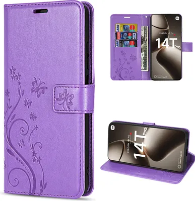 Produktbild von Hülle Xiaomi 14T Pro, Handy Tasche Hülle Wallet Case Flip Cover Klapphülle Lila