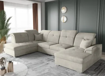 Productafbeelding van Zitmeubel met slaapbank FREJA, bekleding: stof Brooklyn, kleur: beige, lange zijkant links