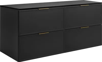Immagine prodotto di Mobile da bagno, grigio scuro, maniglie dorate, 160 (2 x 80) x 46 x 57 cm