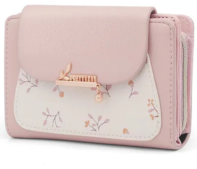 Produktbild von Geldbörse Damen Klein Kurzformat Kunstleder Rosa 10 Kartenfächer Münzfach