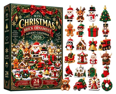 Obrázek produktu pro 3D 24denní Vánoční Brick Ozdoba Adventní Kalendář 24 Stavebních Sad K Zavěšení Univerzální Velikost F