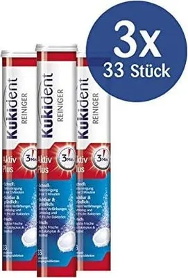 Produktbild von Kukident Aktiv Plus Zahnersatz-Reinigungstabletten, 3er Pack (3 x 33 Stück)