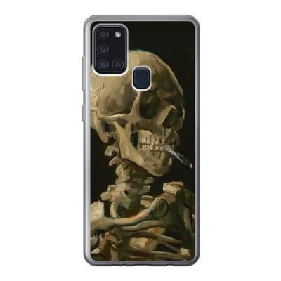 Obrázok produktu pre Kryt mobilného telefónu pre Samsung Galaxy A21s Hlava kostlivca s horiacou cigaretou - Vincent van Gogh Silikónové mäkké puzdro