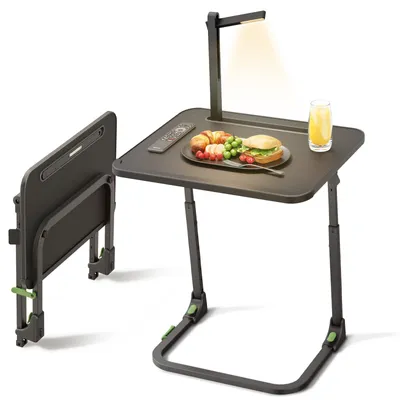 Klapptisch höhen-/neigungsverstellbar 60x40 cm schwarz mit LED-Lampe