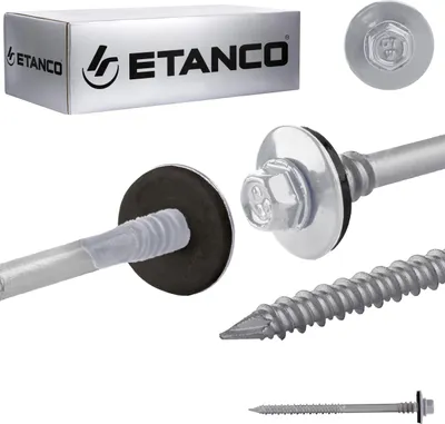 Obrázok produktu pre Etanco skrutky do sendvičových panelov drevo betón RAL 9006, 210 mm 100 ks.